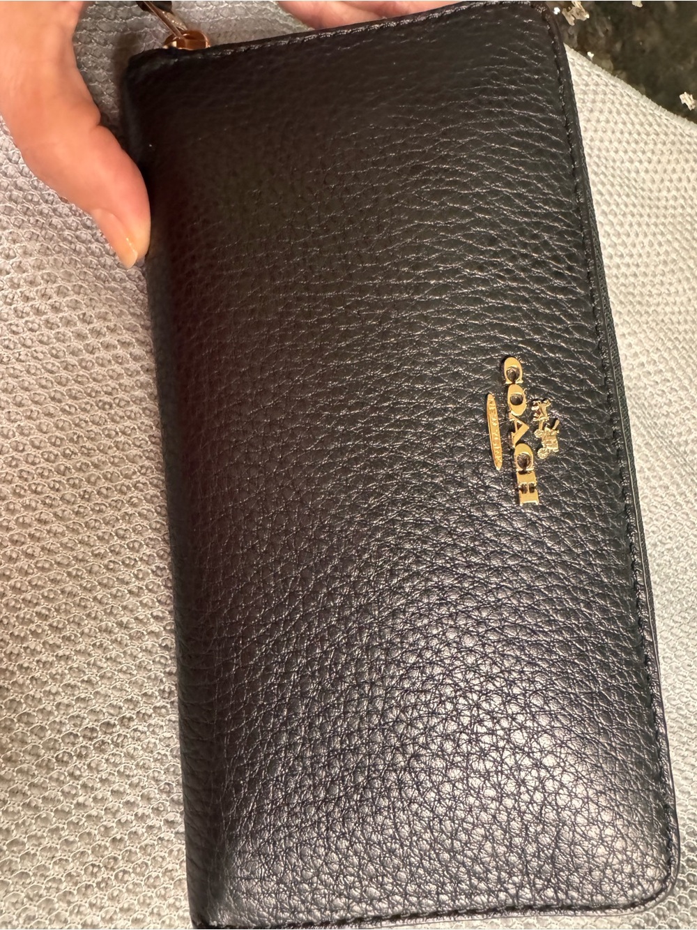 Coach Black Pebbled Leather Zip Wallet - Picture 14 of 15